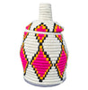 Berber Basket - fuchsia & yellow diamonds